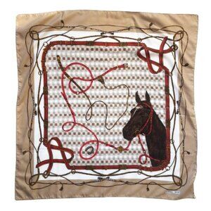 Vintage  70s scarf Norma Dori Equestrian horse, harness 30 X 30